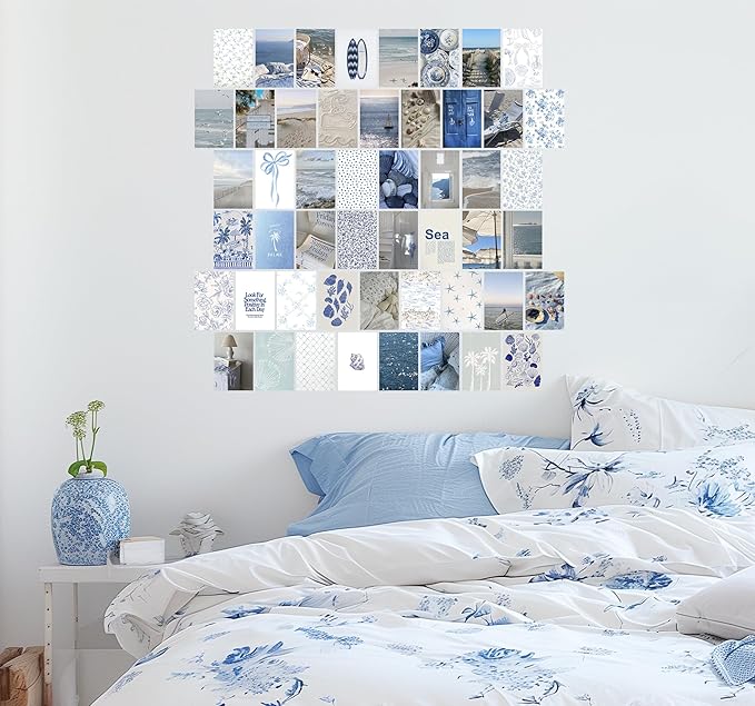 TwoDays Coastal Granddaughter Room Decor, Beachy Aesthetic Wall Collage Kit, Coastal Cowgirl Wall Art Prints for Teen Girls Bedroom, Beach Artwork. (Set of 50, 4" × 6")