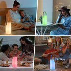 2-Pack Solar Table Lamp Outdoor Water-Resistant LED Portable Solar Lantern Warm RGB Rechargeable Cordless Lights for Patio Deck Camping