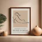 Poster Master Vintage Poster - Retro Minimalist Print - Gift for Artist, Housewarming - Cat, Line Drawing, Sketch, Abstract - Wall Decor for Living Room, Bedroom, 16x20 Brown Framed