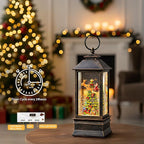 10'' Musical Snow Globe Lantern Lighted Christmas Tree and Flying Santa Water Lantern Swirling Glittering Home Decoration and Gift, Battery Operated or USB Powered