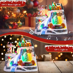 Christmas Village House Musical Christmas Village Skiing on The Mountain Carousel Train Collectible Buildings with LED Lights Vacation with USB Indoor Figurines Decoration