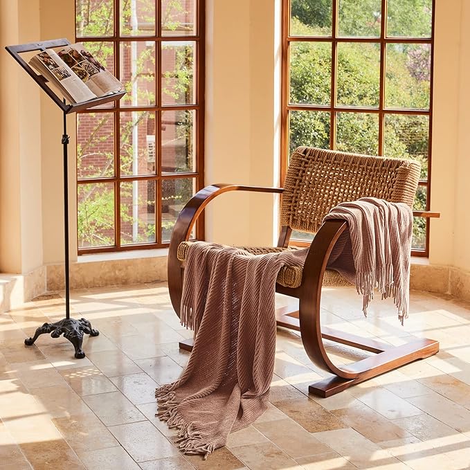 lifein Pink Throw Blanket for Couch, Soft Boho Decor Bed Throw,Cozy Chenille Knitted Small Farmhouse Lightweight Throw for Spring(Pink,50 * 60")