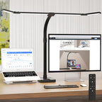 Office Home Desk Lamp,24W Super Bright Eye-Care Desk Lamp,Adjustable Gooseneck Office LED Task Light with Soft Non-Glare Lighting,Suitable for Studying,Reading (Black) (Plus)