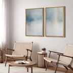 SIGNFORD Framed Canvas Print Wall Art Set Blue and Beige Abstract Modern Neutral Vertical Illustration Modern Art Decorative Nordic Nature for Living Room, Bedroom, Office - 24"x36"x2 Natural