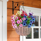 24 Bundles Artificial Flowers for Outdoors & Indoors – UV Resistant Faux Plastic Plants for Garden, Patio, Porch, Window Box, Home Decor – Lush & Vibrant Fake Flowers, Multicolor