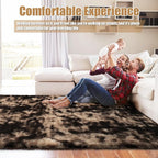 8x10 Fluffy Area Rugs for Living Room,Shag Area Rug for Bedroom,Soft Fuzzy Rug Non-Shedding Indoor Plush Carpet for Kids Bedroom Nursery Home Decor,Tie-Dyed Coffee