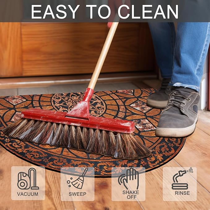 CHICHIC Entrance Door Mat Large 18 x 30 Inch Entry Way Doormat Front Door Rugs Outdoors Heavy Duty Welcome Mat Non Slip Rubber Back Low Profile for Garage, Patio, High Traffic Area, Orange