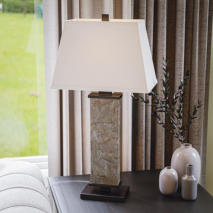 Kenroy Home 21037SL Hanover Table Lamp with Natural Slate Finish, Rustic Style, 29" Height, 15" Width, 9.5" Depth
