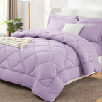 CozyLux Full Size Comforter Sets Light Purple - 7 Pieces Lavender Bed in a Bag Full, Luxury Soft Bed Set for All Seasons, Bedding Set with Down Alternative Comforter, Sheets, Pillowcases & Shams