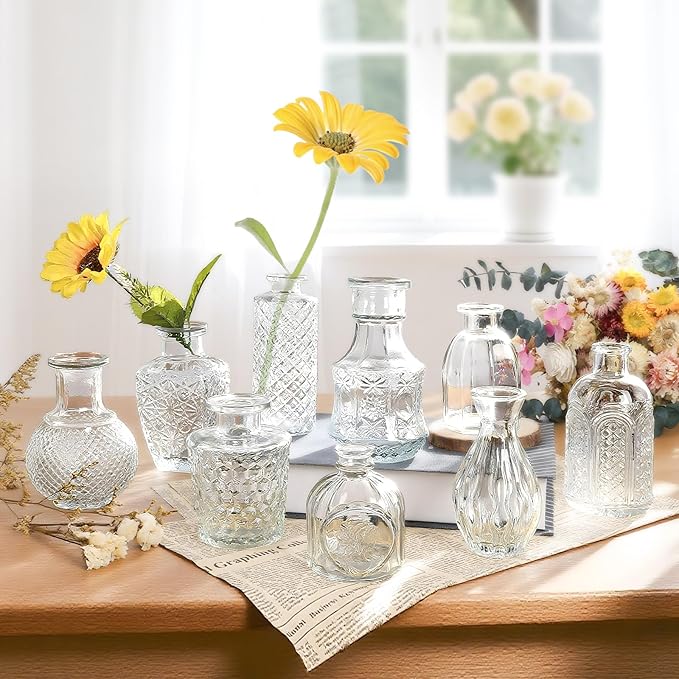 Bud Vases in Bulk 24, Clear Small Glass Vase for Centerpiece Table Decorations, Durable Mini Glass Vases for Flowers, Decorative Flower Vase for Wedding Decor, Party, Home Decor, Housewarming