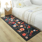 Runners for Hallways Kitchen Rug Non Slip 2'x 10' Long Washable Runner Rugs with Rubber Backing Soft Floral Carpet Runner for Hallways, Kitchen, Laundry, Bedroom, Bathroom(Black)