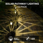 Solar Lights Outdoor Waterproof, , Solar Garden Lights Solar Powered, Stainless Steel LED Landscape Lighting Outdoor Solar Lights for Yard, Pathway, Walkway, Patio , Lawn - 12 Pack (Warm White)
