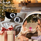 Coquette Pink Bow Leopard Print Lips Lucky 8 Ball Throw Pillow Covers 20x12, Cheetah Print Room Decor, Funky Y2K Leopard Decorative Pillow Covers for Girls Room Dorm Apartment Home