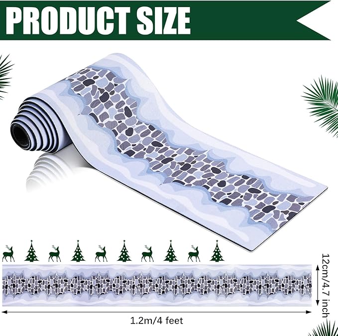 Jetec 2 Pcs Christmas Village Accessories Christmas Brick Snow Road Village Street Mat Decorations Snow Brick Mat for Home Garden Landscape, 4.7 x 47.2 Inch(Fresh Style)