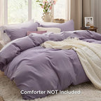 Bedsure Grayish Purple Duvet Cover Full Size - 3 Pieces Prewashed Extra Soft Cotton-Like Bedding Set, Includes 1 Duvet Cover 80x90 Inches with Zipper Closure & 2 Pillow Shams, Comforter Not Included
