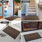Yimobra Welcome Mat Outdoor, 29.5x17 Waterproof Front Door Mat Outside Entrance, All-Weather Non Slip Front Doormat, Low-Profile Entryway Mats Indoor, Porch and Patio, Coffee
