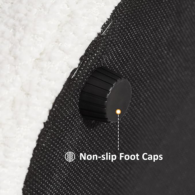 VANOMi Multi-Functional Boucle Ottoman, Vanity Stool Chair, Sturdy Wooden Footstool, Suitable for Living Room, Bedroom, and Entryway, Without Installation, White