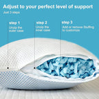 Cooling Pillow for hot Sleepers - Pillow for Side and Back Sleeper - Adjustable Bed Pillows Queen for Neck and Shoulder Pain Relief - Shredded Memory Foam Cooling Gel Pillow with Extra Fill