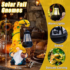 Fall Decorations for Home Porch 12" Solar Fall Gnome Sunflower Garden Statues Honey Bee Jar Decor with LED Lantern Outdoor Gnomes Decorations Patio Yard Balcony Art Birthday Gifts for Mom Grandma