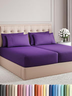 Split King Sheets Set 7 Piece - Includes 4 Pillowcases - Bed Sheets Split King - Soft Hotel Luxury Bedding - Cooling, Comfy & Breathable - 1 Flat & 2 Fitted & 4 Pillowcases w/ Deep Pockets - Purple