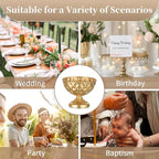 Sziqiqi Gold Metal Vases for Wedding Centrepiece: 6.1in 2Pcs Hammered Urn Vase Bowl Compote Vase for Flower Decorations