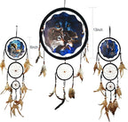 Remorelt Wolf Eagle Bear Dream Catcher Bedroom Wall Decor, Christmas Home Decoration, Room Accessory, White Moon Feather Decoration - Unique Home Craft Wall Pendant (DC04 13Inch Set 3 Mix)