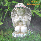 Praying Angels Figurine,Solar Garden Angel Statues, Waterproof Kneeling Angel Sculpture, Outdoor Decor Ornament for Patio Lawn Yard Balcony, Garden Gift
