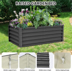Galvanized Raised Garden Bed Outdoor, 2 Pcs 6x3x1.5FT Outdoor Large Planter Raised Beds Open Base with Safety Edge and Glove for Vegetables Flowers Ground Planter, Dark Grey