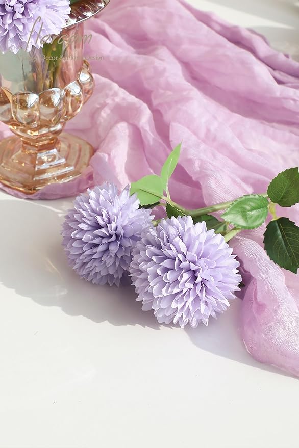 Floroom 12pcs Lilac Faux Silk Mums Artificial Flowers Bulk Fake Chrysanthemums with Stems for DIY Wedding Table Centerpieces Floral Arrangements Vase Fillers Home Decorations