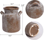 Quoowiit Ceramic Rustic Farmhouse Vase, Distressed Decorative Flower Vases for Home Decor, Ideal Shelf Decor, Boho Vase for Living Room Bedroom Kitchen Office Centerpiece Table Decorations