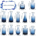 Navy Blue Glass Bud Vases Set of 12, Mini Flower Vase for Centerpieces, Small Glass Vases in Bulk for Wedding Decorations, Vintage Vase Bridal Shower, Party, Graduation, Home Table Décor