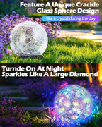 Garden Solar Ball Lights Outdoor Waterproof, 50 LED Cracked Glass Globe Solar Power Ground Lights for Path Yard Patio Lawn, Outdoor Decoration Landscape Colorful(2 Pack 4.7'')
