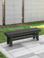 HDPE Outdoor Bench, 55" Patio Bench Outdoor Furniture, Poly Lumber Adirondack Benches, Fade-Resistant HDPE Garden Backless Benches for Park, Poolside, Garden, Porch, Obsidian
