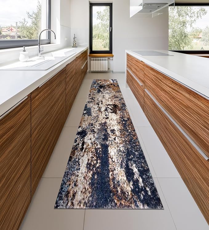 Keen Home Design Area Rugs - 2x20 Non-Shedding, Abstract Rugs for Kitchen, Living Room, Bedroom, Dining Room, Entryway - Size: 2'8" x 20', Multi