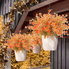Uieke 6 Bundles Artificial Fall Flowers UV Resistant No Fade Fake Outdoor Plants Faux Plastic Plant Greenery for Outside Garden Porch Sidewalk Trim Window Box Décor Autumn Orange