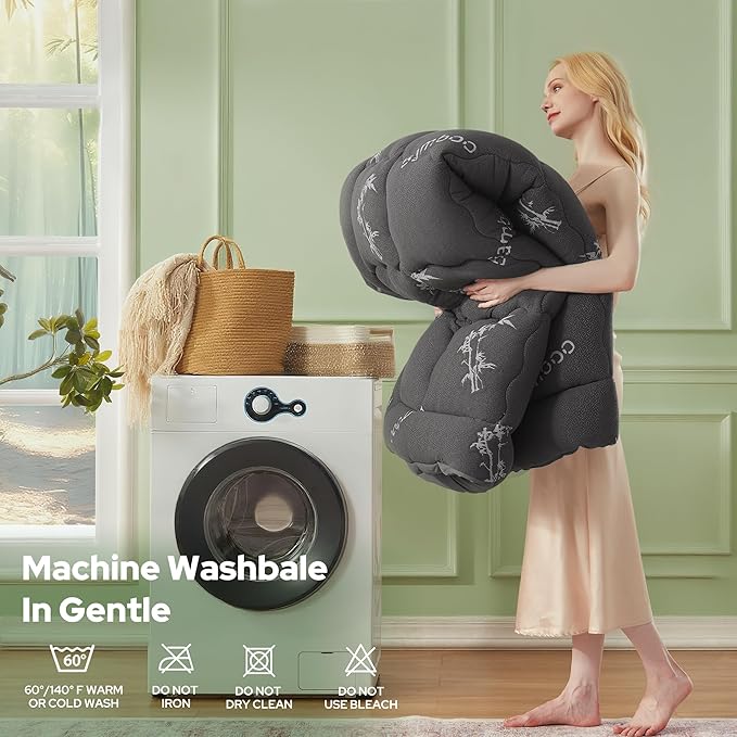 BEDLORE Queen Mattress Topper Viscose Derived from Bamboo, Thick Pillow Top Mattress Pad with Stretchable Pockets for 6-18 inches Mattress, Soft Mattress Topper for Back Pain Relief(Dark Gray)