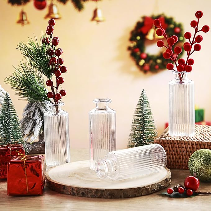 Honeydak Set of 24 Plastic Bud Vases, Vintage Decorative Mini Flower Vases Bulk for Table Centerpieces, Wedding Reception, Home Decor, Housewarming Gifts