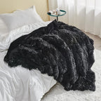 GONAAP Fuzzy Faux Fur Throw Blanket Black Super Soft Cozy Plush Fuzzy Shaggy Blanket for Couch Sofa Bed (Black, Throw(50"x60"))