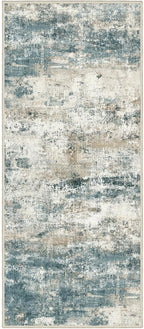 Runner Rug for Hallway Kitchen, 2'6"x6' Machine Washable Runners Rug for Entryway, Soft Modern Abstract Throw Rugs, Low Pile Floor Cover with Non Slip Backing, Navy Beige