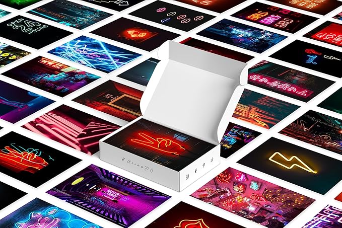 Y2K BOO Blue Neon Wall Collage Kit - 50 Vibrant Photos for Dreamy Spaces, Perfect Room Decor, Trendy Aesthetic Photos 4x6, Magical Wall Art