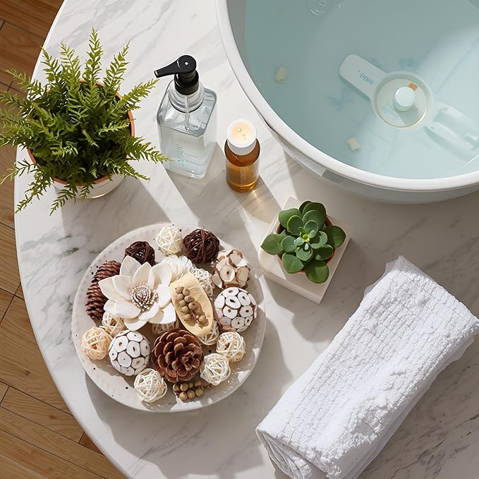 Fall Vanilla Scented Potpourri Bowl Fillers | Sea Salt Dried Flowers | Fragrance Sachet of Petal | White Halloween Vase Decor | Home Fragrance for Bathroom Bedroom Living Room Office (White)