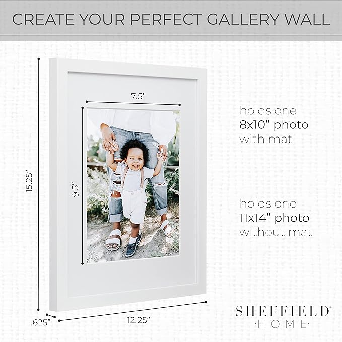 Sheffield Home 9 Piece Gallery Wall Frame Set, 11x14 Inch, White