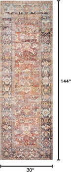 Loloi Layla Collection LAY-02 Spice/Marine 2'-6" x 12'-0" .13" Thick Runner Rug, Soft, Durable, Vintage Inspired, Distressed, Low Pile, Non-Shedding, Easy Clean, Printed, Living Room Rug