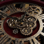 The B-Style Large Wall Clock 24 inch Moving Gear Wall Clock Oversized Vintage Farmhouse Wall Clocks for Living Room Decor Rustic Industrial Wood Clock (Cherry red and Bronze, 36 inch/90cm)