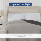 Martex Reversible Coverlet – King Bed Quilt – Lightweight King Size Bedding – Durable King Size Quilts for Bed – Soft - Easy Care Bedding – Light Gray/Graphite
