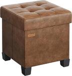 SONGMICS Storage Ottoman, Cube Ottoman with Legs, 15 x 15 x 15.7 Inches, Footstool, Footrest, 10 Gal. (37 L), Synthetic Leather, for Bedroom, Living Room, Dorm, Coffee Brown ULSF0512K03