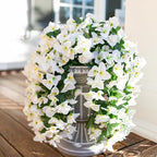 Faux Bougainvillea Artificial Flowers Plants for Outdoors Outside Decoration, 2 PCS White Fake Flowers UV Resistant Look Real Silk Long Trailing Vines for Front Door Porch Planter Patio Garden Yard