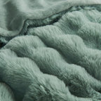 Lotus Karen Faux Fur Throw Blanket Sage Green - Big Bubble Rabbit Fluff Blanket for Couch Bed Sofa,Softest Fluffy Fuzzy Cozy Blanket,Plush Thick Furry Shaggy Warm Blankets for Women,108x90 Inches