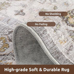 AMOAMI-Area Rug 6X9 Rugs for Living Room-Vintage Soft Grey Rugs for Bedroom-Non Slip Carpet-Machine Washable Rug for Dining Room Living Room Bedroom Office Under Table