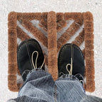 NINAMAR Natural Coir Boot Scraper Door Mat - 13 x 12 inch